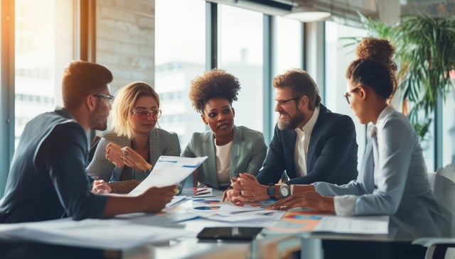 An image of a financial services team collaboratin