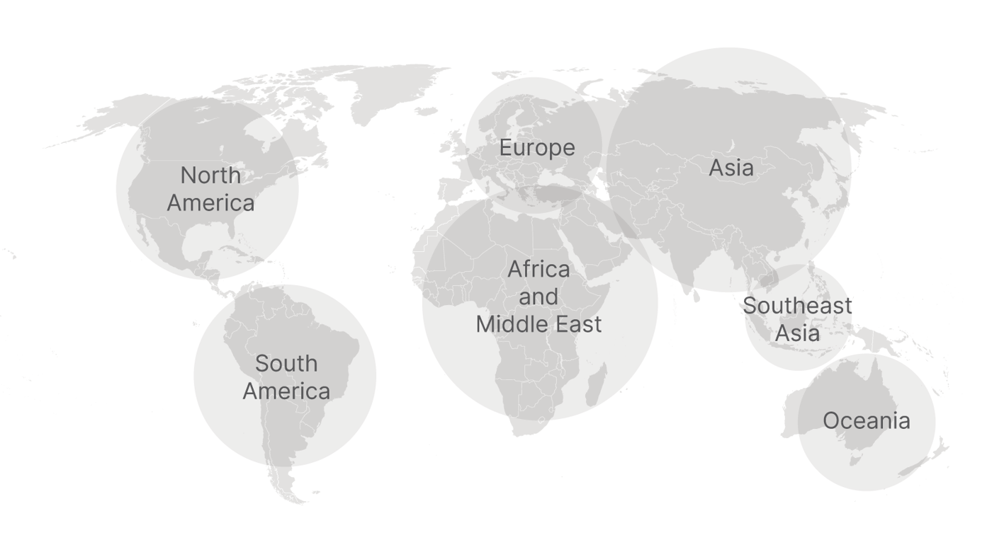 World Map Showing Tranter and LHE